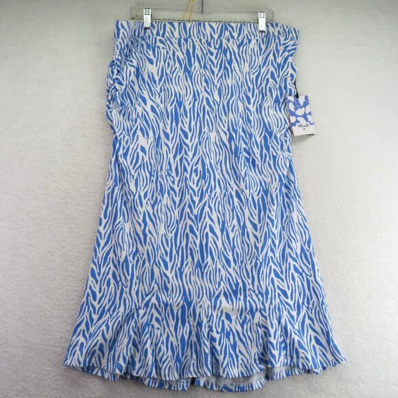 Diane Von Furstenberg Skirt Size XXL Blue White Ruffle Ruched Flowy Design New - Picture 1 of 11